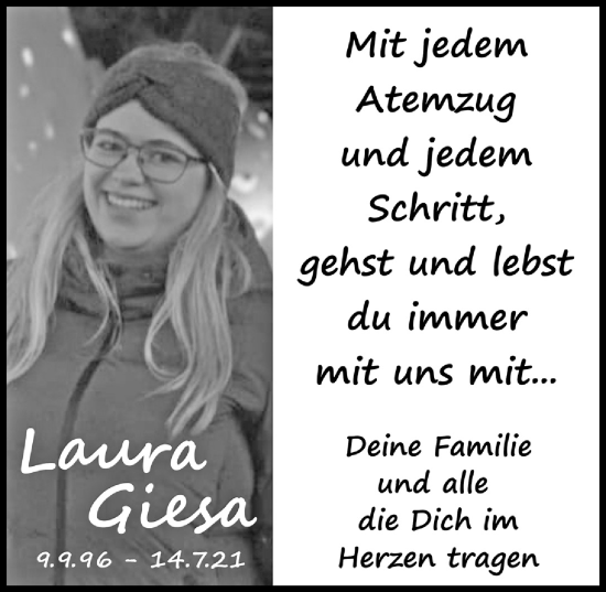 Anzeige von Laura Giesa von  Blickpunkt Euskirchen 