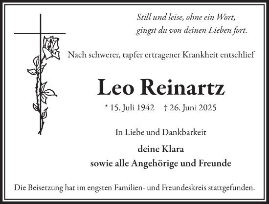 Anzeige von Leo Reinartz von  Schlossbote/Werbekurier 
