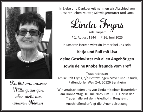 Anzeige von Linda Fryns von  Werbepost 