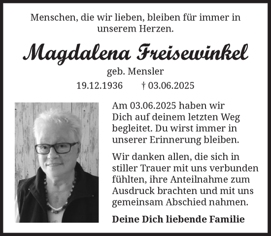 Anzeige von Magdalena Freisewinkel von  EXPRESS - Die Woche 