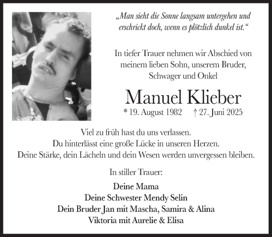 Anzeige von Manuel Klieber von  Werbepost 