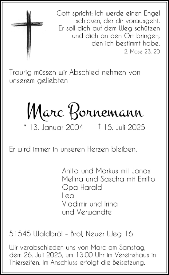 Anzeige von Mare Bornemann von  Lokalanzeiger 
