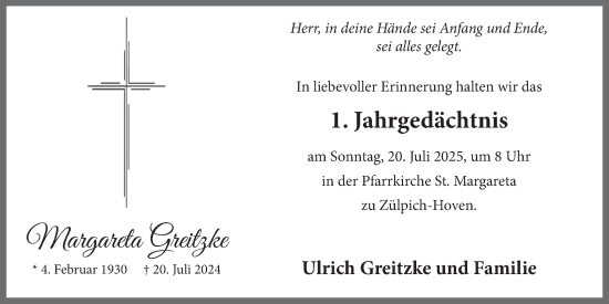 Anzeige von Margareta Greitzke von  Blickpunkt Euskirchen 