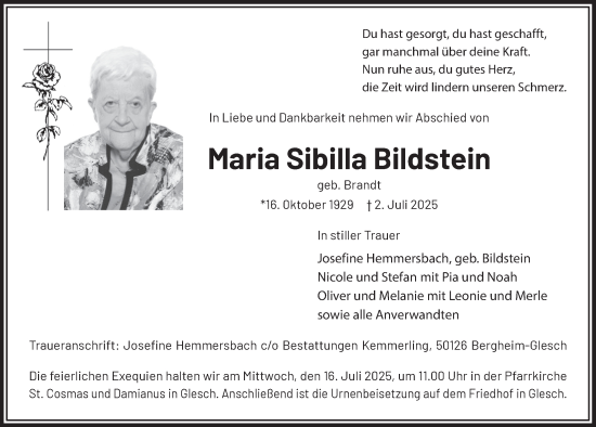 Anzeige von Maria Sibilla Bildstein von  Werbepost 