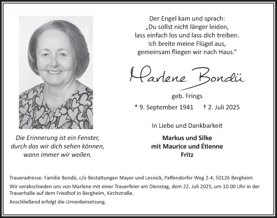 Anzeige von Marlene Bondü von  Werbepost 