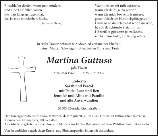 Anzeige von Martina Guttuso von  Bergisches Handelsblatt 