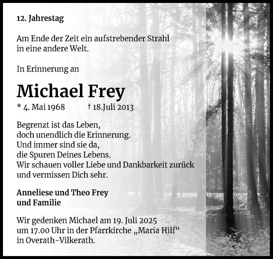 Anzeige von Michael Frey von Kölner Stadt-Anzeiger / Kölnische Rundschau / Express