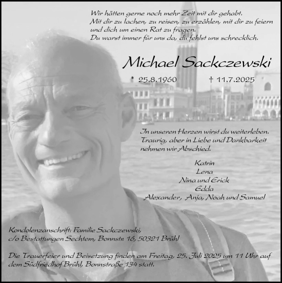 Anzeige von Michael Sackczewski von  Schlossbote/Werbekurier 