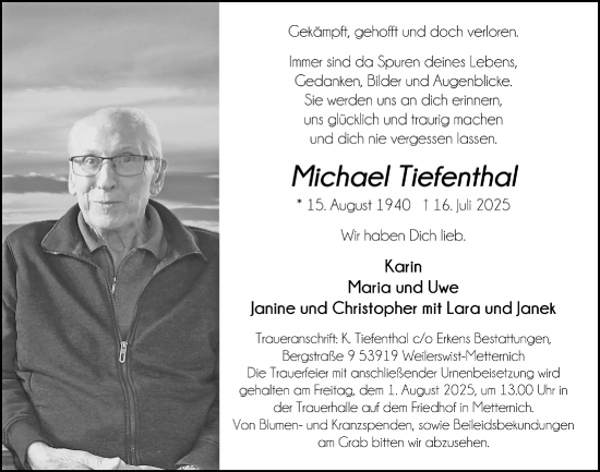 Anzeige von Michael Tiefenthal von  Blickpunkt Euskirchen 