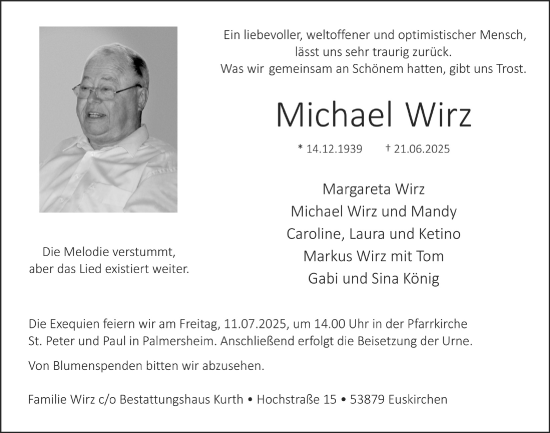Anzeige von Michael Wirz von  Blickpunkt Euskirchen 