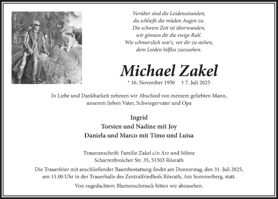 Anzeige von Michael Zakel von  Bergisches Handelsblatt 