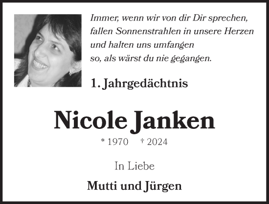 Anzeige von Nicole Janken von  Schlossbote/Werbekurier 