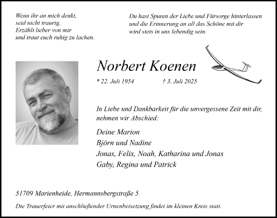 Anzeige von Norbert Koenen von  Anzeigen Echo 