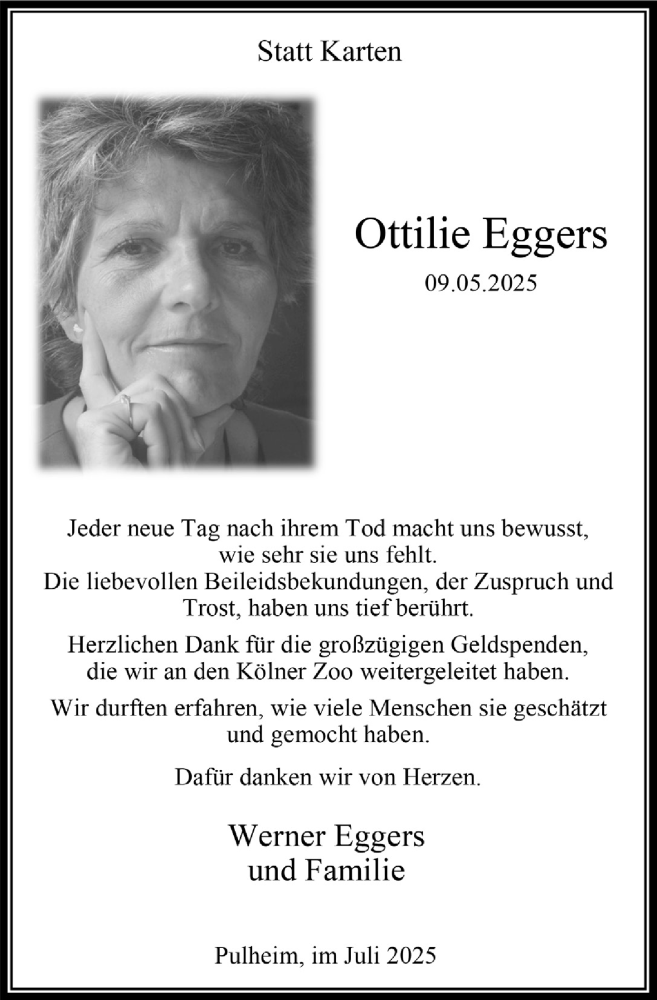  Traueranzeige für Ottilie Eggers vom 18.07.2025 aus  Wochenende 