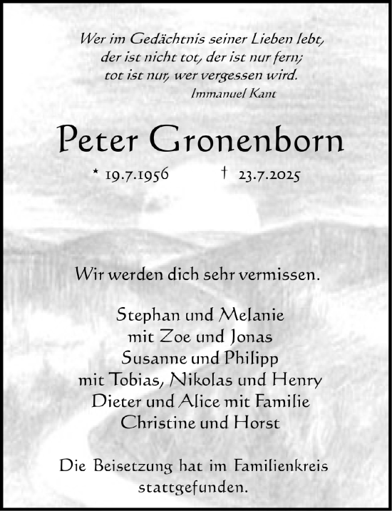 Anzeige von Peter Gronenborn von  Schlossbote/Werbekurier 