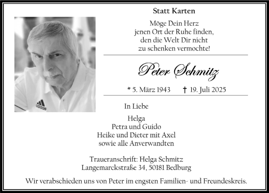 Anzeige von Peter Schmitz von  Werbepost 