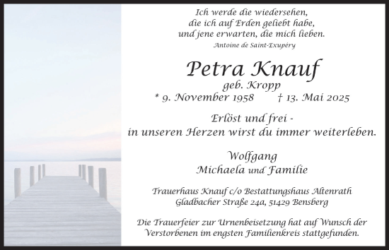Anzeige von Petra Knauf von  Bergisches Handelsblatt 