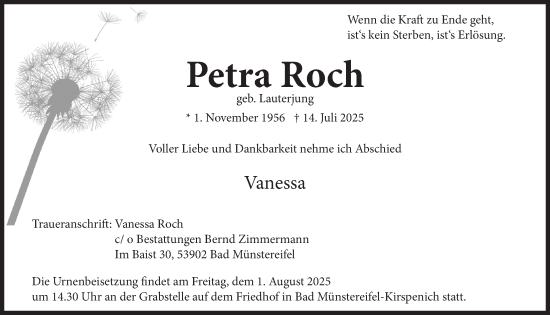 Anzeige von Petra Roch von  Blickpunkt Euskirchen 