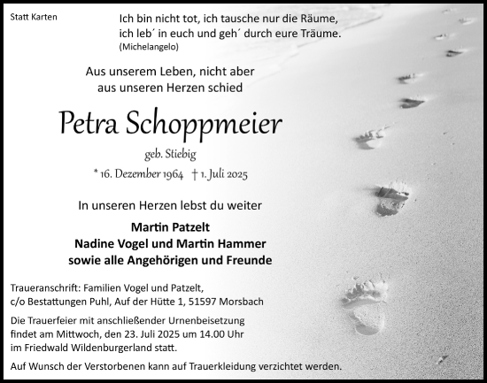 Anzeige von Petra Schoppmeyer von  Lokalanzeiger 