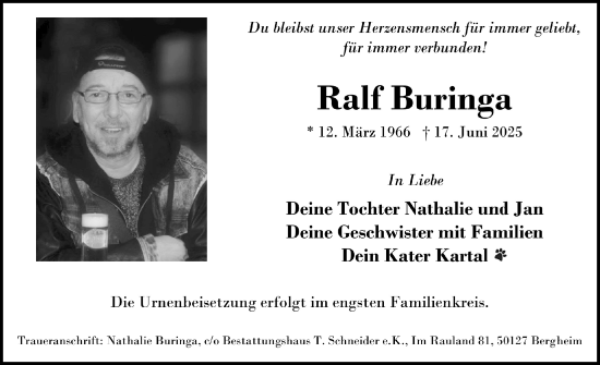 Anzeige von Ralf Buringa von  Wochenende 