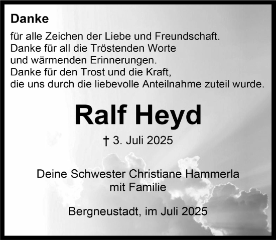Anzeige von Ralf Heyd von  Anzeigen Echo 