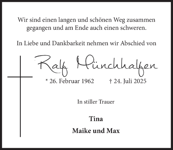Anzeige von Ralf Münchhalgen von  Werbepost 