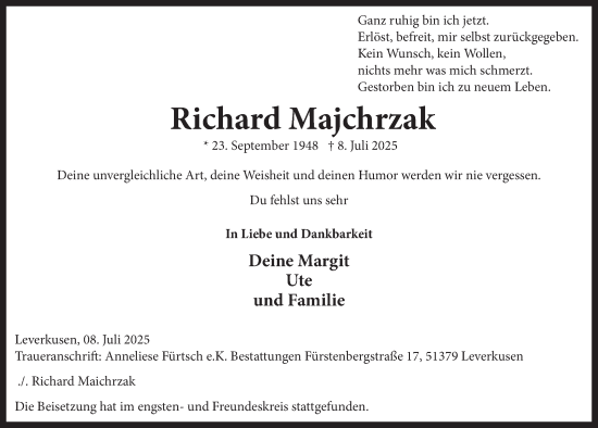 Anzeige von Richard Majchrzak von  Lokale Informationen 