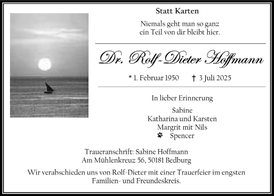 Anzeige von Rolf-Dieter Hoffmann von  Werbepost 