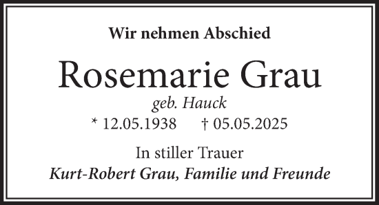 Anzeige von Rosemarie Grau von  Lokale Informationen 