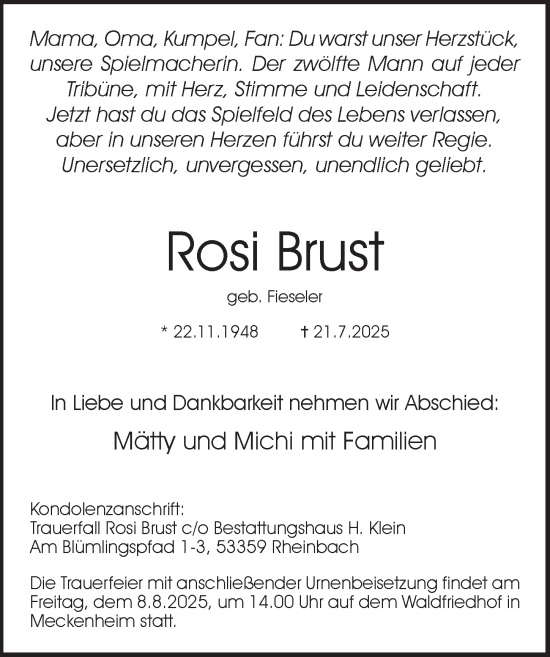 Anzeige von Rosi Brust von  Schaufenster/Blickpunkt 