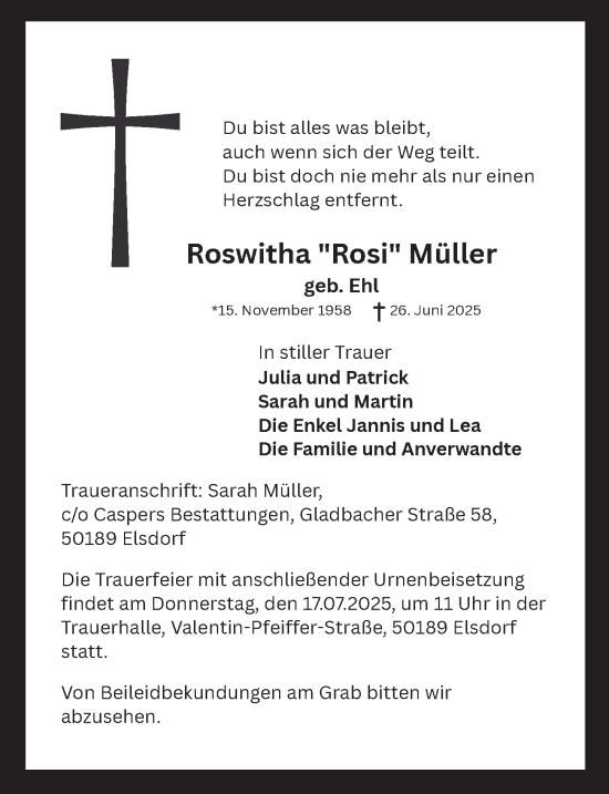 Anzeige von Roswitha Müller von  Werbepost 