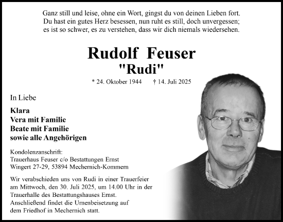 Anzeige von Rudolf Feuser von  Blickpunkt Euskirchen 