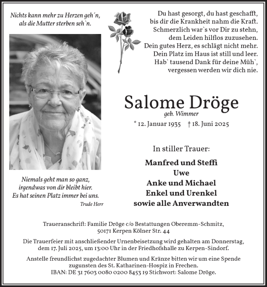 Anzeige von Salome Dröge von  Werbepost 