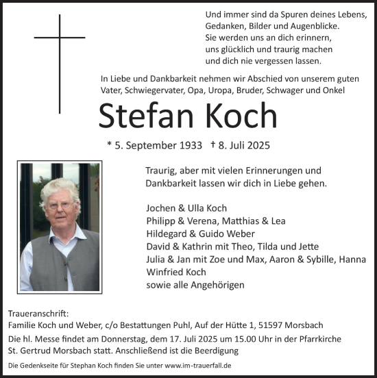 Anzeige von Stefan Koch von  Lokalanzeiger 