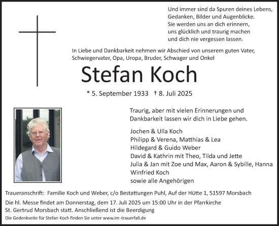 Anzeige von Stefan Koch von Kölner Stadt-Anzeiger / Kölnische Rundschau / Express