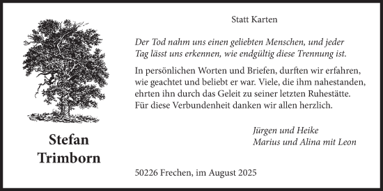 Anzeige von Stefan Trimborn von  Wochenende 