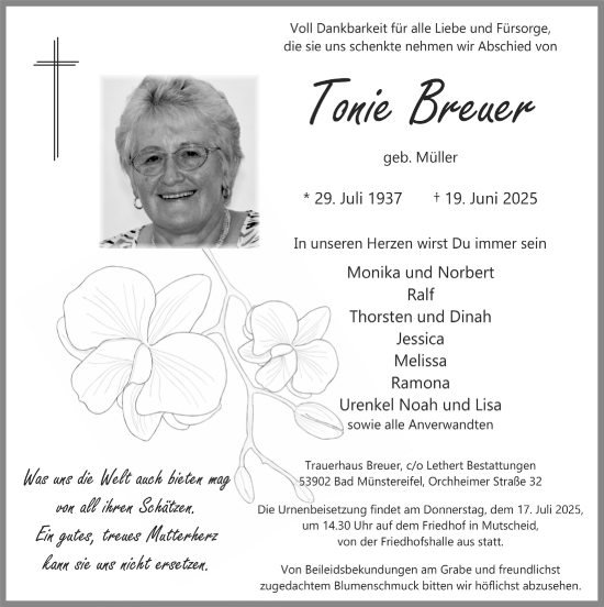 Anzeige von Tonie Breuer von  Blickpunkt Euskirchen 