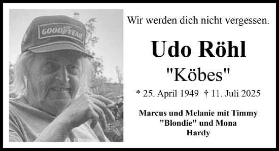 Anzeige von Udo Röhl von  Wochenende 