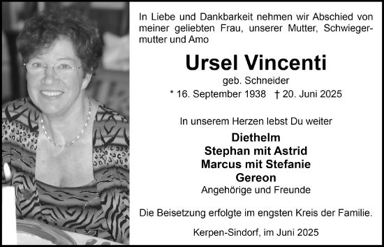 Anzeige von Ursel Vincenti von  Werbepost 