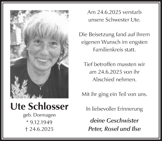 Anzeige von Ute Schlosser von  Blickpunkt Euskirchen 