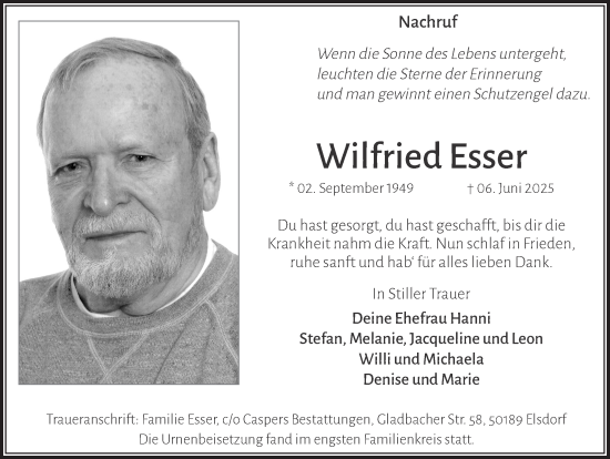 Anzeige von Wilfried Esser von  Werbepost 
