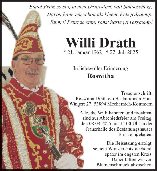 Anzeige von Willi Drath von  Blickpunkt Euskirchen 