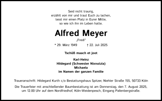 Anzeige von Alfred Meyer von Kölner Stadt-Anzeiger / Kölnische Rundschau / Express