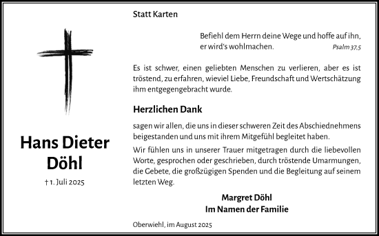 Anzeige von Hans Dieter Döhl von Kölner Stadt-Anzeiger / Kölnische Rundschau / Express