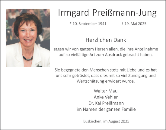 Anzeige von Irmgard Preilsmann-Jung von  Blickpunkt Euskirchen 