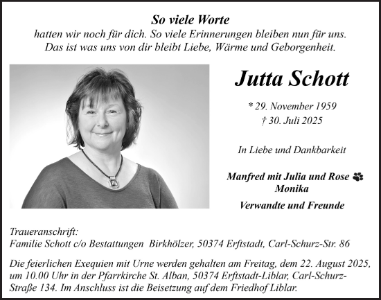 Anzeige von Jutta Schott von  Schlossbote/Werbekurier  Werbepost 