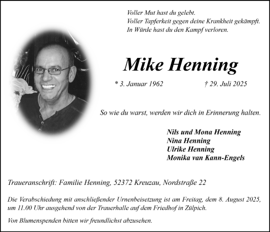 Anzeige von Mike Henning von  Blickpunkt Euskirchen 