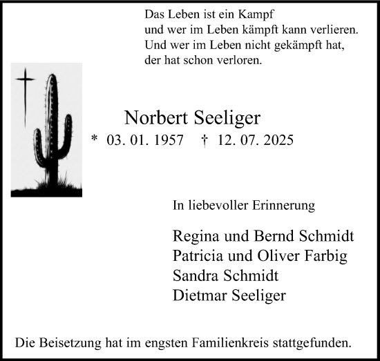 Anzeige von Norbert Seeliger von Kölner Stadt-Anzeiger / Kölnische Rundschau / Express