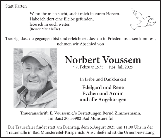 Anzeige von Norbert Voussem von  Blickpunkt Euskirchen 