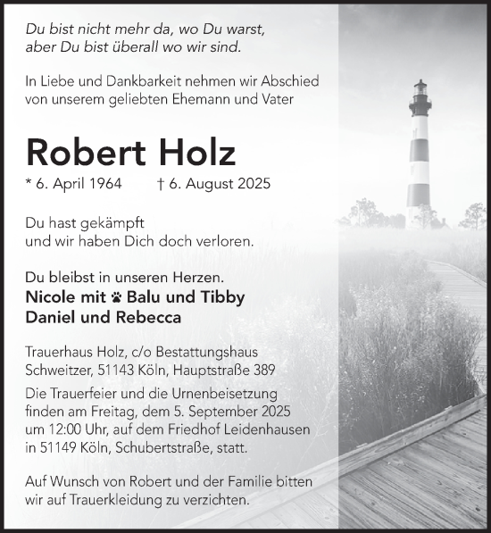 Anzeige von Robert Holz von  EXPRESS - Die Woche 